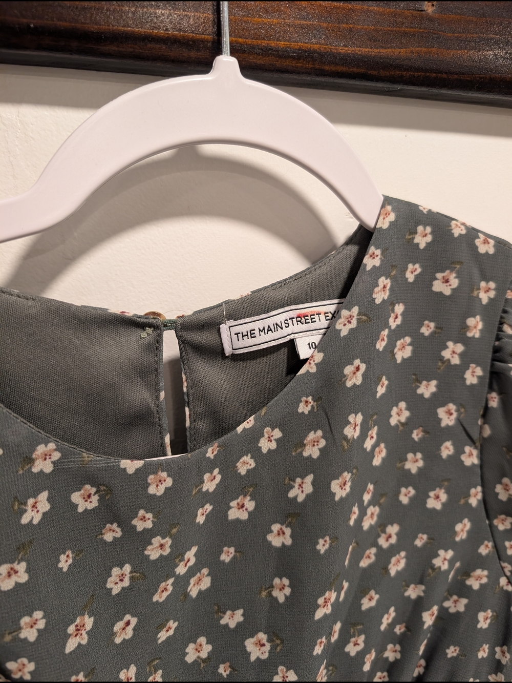 Girls' Main Street Exchange Green Floral Tie-Waist Dress - Picture 2 of 2